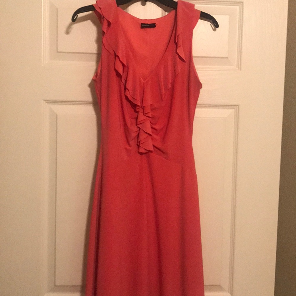 Peach ruffled midi dress